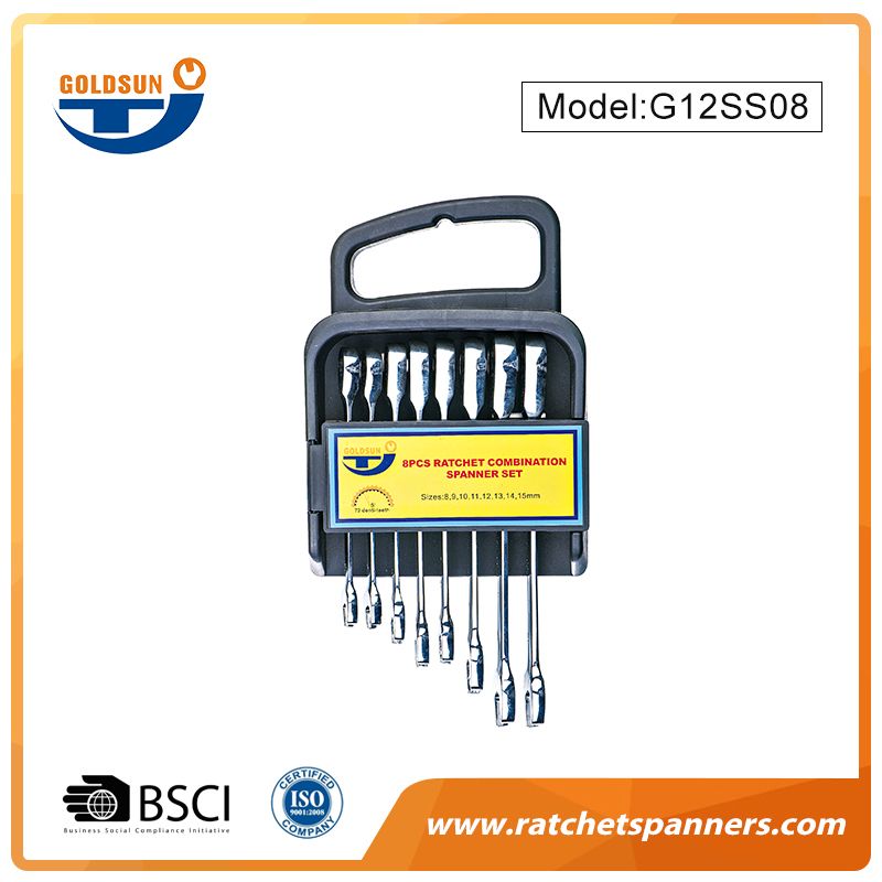 8Pc Combination Ratchet Spanner Set